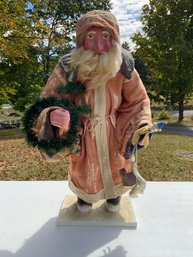 One 12x30 Large Decorative Paper Mache Figure Of Santa Claus