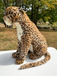One 10x29 Large Steiff Seated Leopard With Tag On Ear