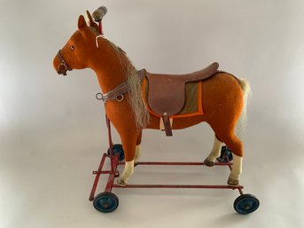 One 16x19 Brown Early Steiff Horse On Wheels
