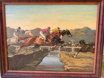 One 28x22.25 Painting Of A Horse Race