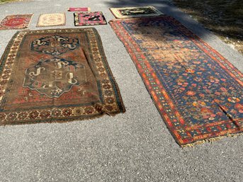 Lot Of Seven Various Sizes Rugs And Needlepoint