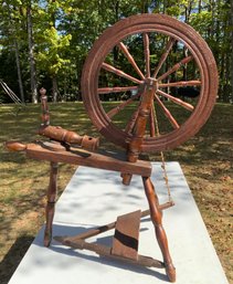 One 31x36.5 Antique Wooden Spinning Wheel