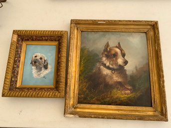 Lot Of Two Framed Dog Paintings