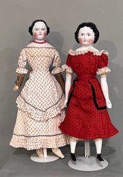 LOT OF 2 GERMAN CHINA HEAD DOLLS