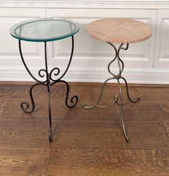 Two Wrought Iron / Steel Bistro Tables
