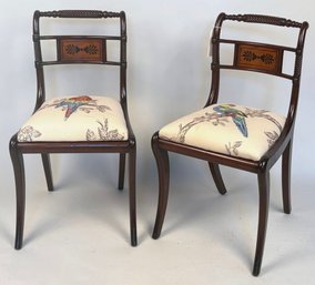 Pair Regency Carved Paint Decorated Side Chairs