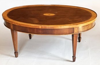 Federal Style Inlaid Mahogany Oval Coffee Table