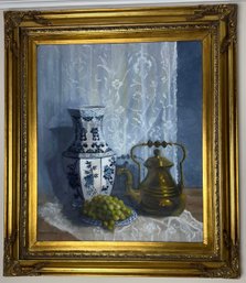 Still Life Oil On Canvas Signed Pelletier Lower Left