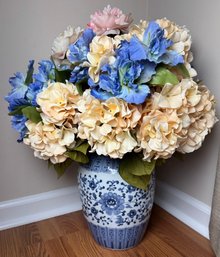 Chinese Vessel With Faux Flowers