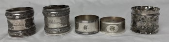 Five Silver Plate Napkin Rings