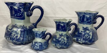 Set Of Four Vintage Victoria Ware Ironstone Pitchers
