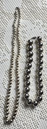 Two Silver Tone Bead Necklaces