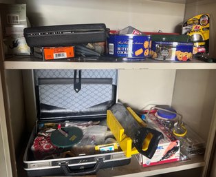 Two Shelves Of Miscellaneous Homeowners Tools And More