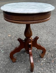 Vintage Mahogany And Marble Plant Stand