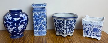 Blue And White Planters And Vases