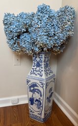 Tall Blue And White Floor Vessel