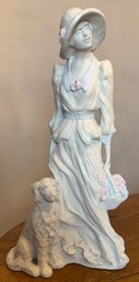 Alice Heath Sculpture Amanda 1988 Austin Prod Victorian Woman With Dog And Flowers