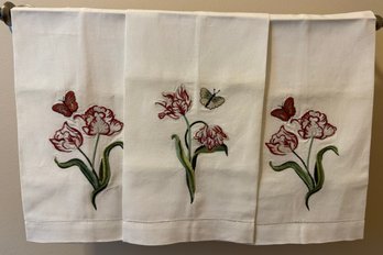 Three Needlework Hand Towels