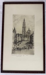 Framed Belgian Etching