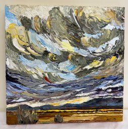 Oil On Canvas Jacobson, Abstract Desert Landscape