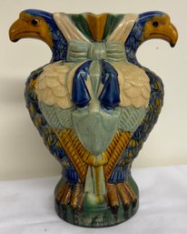 Double Facing Eagle Pottery Vase
