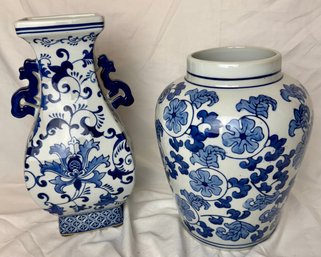 Two Blue And White Vases