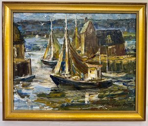 Oil On Canvas Charles Marston, NE Fishing Boats