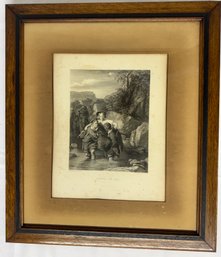 Framed Engraving, 'Crossing The Ford'
