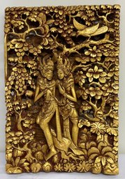 Balanese Carved & Gilt Figural Panel