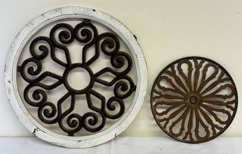Two Cast Iron Roundels, One Framed