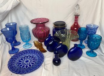 Large Lot Of Colored Glass