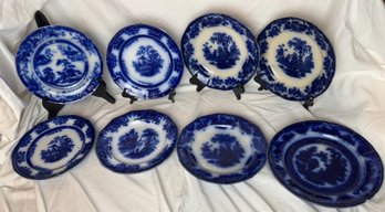 Eight Vintage Blue Plates