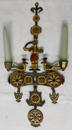 Eastern European Painted Metal Two Arm Wall Sconce
