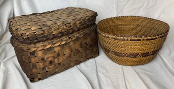 Two Vintage Hand Woven Baskets
