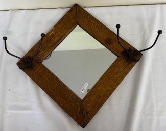 Diamond Shaped Mirror Back Hat Rack
