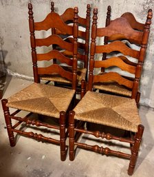 Four Nichols And Stone Ladder Back Rush Seat Chairs