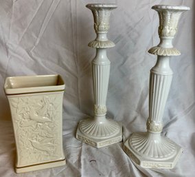 Lenox Candle Sticks And Vase