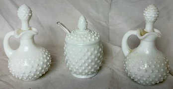 Milk Glass Condiment Set