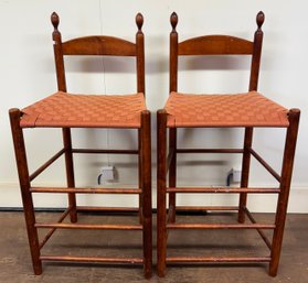 Pair Shaker Style Ladder Back High Stools