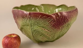 Ceramic Cabbage Leaf Bowl Signed B. Eigen 1985
