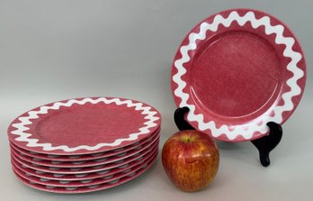 Eight Rick Rack Red By Sabre Salad/dessert Plates