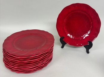Twelve Le Cadeaux Garnet Red Melamine Salad Plates