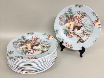 Sixteen Melamine Dinner Plates- Shell Pattern