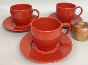 Set Of Three Waechtersba Cups And Saucers