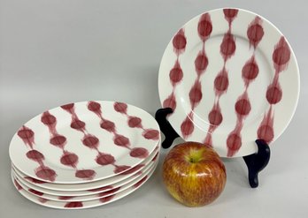 Set Of Six Anthropology Red Polka Dot Salad Plates