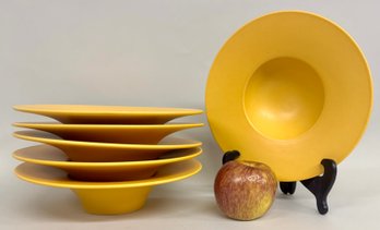 Set Of Six French Yellow Montgolfier Soup Bowls