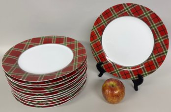 Twelve Tartan Dinner Plates