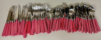Red Checked Flatware Set