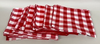 Twenty-one Red And White Checked Cloth Napkins
