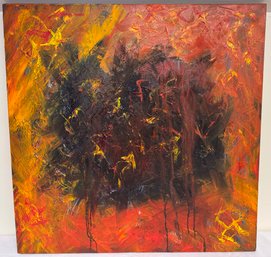 Oil On Canvas Abstract Composition Signed Zeigfinger